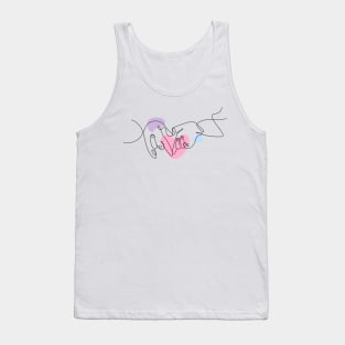 Heart Shaped Hand Draw One Continuous Line Tank Top